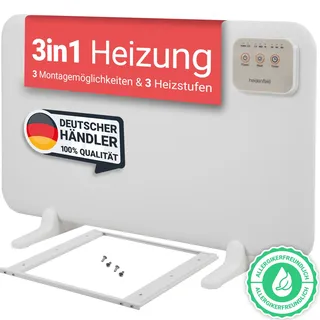 Heidenfeld 3in1 Tischheizung HF-TH120 | Infrarot Heizung Schreibtisch - Heizstrahler für Büro & Camping - LED Display - Tischheizer - Timer - 120 Watt - Weiß