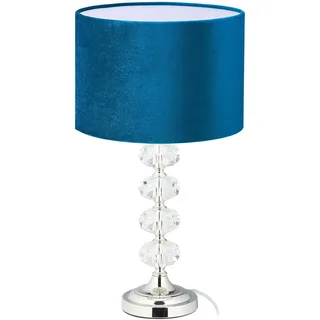 Relaxdays Tischlampe Kristall und Samt Blau