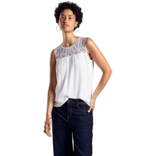 STREET ONE Damen A321795 Top mit Häkelspitze, White, 42