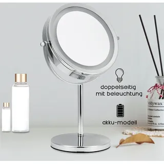 LED 10 fach Schminkspiegel Makeup Spiegel Badspiegel Kosmetikspiegel Badezimmer - Silber