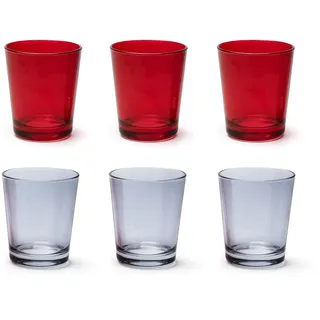 Excelsa Portofino 6er Set Gläser, rot/grau, 30 cl, mundgeblasenes Glas