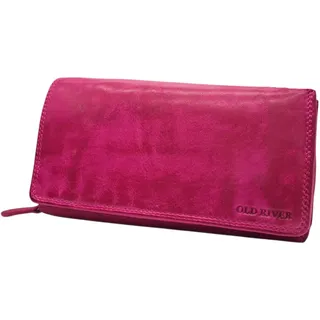 Old River Leder Damen Geldbörse XXL, Lederbörse Portemonnaie Brieftasche Nappaleder mit 2 großen Geldscheinfächer, Box Travel Organizer Echtleder (19/10,5/4 cm)