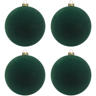 4 Stuck weihnachtskugeln Kunststoff 15cm groß XXL christbaumkugeln Plastik fur weihnachtsbaumschmuck weihnachtsdeko shatterproof Basteln Anhänger (Velvet, Grun)