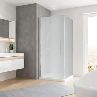 Schulte Duschkabine Dusche Drehtür mit Seitenwand, Sicherheitsglas satiniert, Chromoptik, Eckdusche - Silber