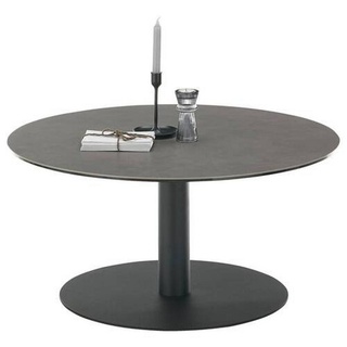 BOXXX Couchtisch Anthrazit, Schwarz Metall, Glas, Keramik rund Säule, Bodenplatte, 80x38x80 cm