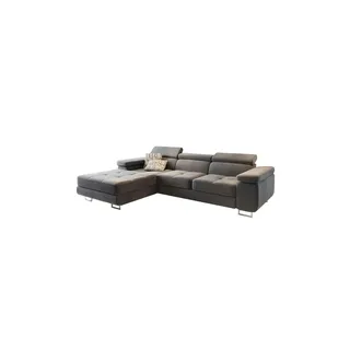 masseno Ecksofa ELMA L-S mit Schlaffunktion L-Form, Sofa mit Bettkasten, Wohnzimmersofa, Couch, Soffa, Bettsofa, Couchgarnitur- Grau, MONOLITH 85 - Grau