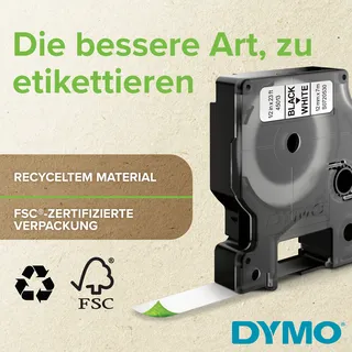 Dymo D1 schwarz auf weiß 1,2cm x 7m (45013)