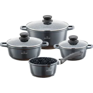 Zilner modernes 7-teiliges Antihaft-Topfset induktionsfähig Töpfe Set, Kochtöpfe, Töpfe Induktion | Kochgeschirr Set, Topfset induktionsgeeignet - Schwarz