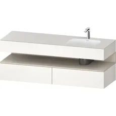 Duravit Qatego Einbauwaschtisch mit Konsolenwaschtischunterbau, 1600x550x600mm, Nische Taupe Supermatt, Becken rechts, QA4796083, Farbe: Weiß Supermatt/mit Nischenbeleuchtung