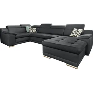 sit&more Wohnlandschaft Kunstleder U-Form 336 cm Schwarz