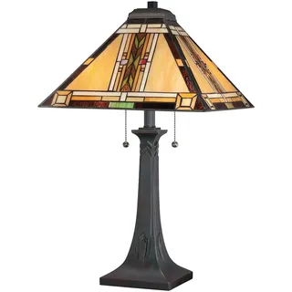 Tischleuchte Tiffany Stil 63,1 cm 2x E27 Zugschalter Beistell Lampe