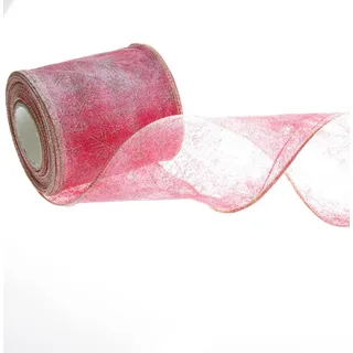 Weihnachtsband mit Schneeflocken - rot - 100mm - 25m - 1701 08 (0,41€/m)