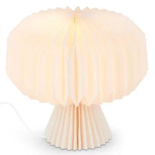 BRILONER – Faltbare Tischlampe Papier, Papiertischlampe, Tischleuchte aus Papier, Dekolampe, Kabelschalter, E14, Weiß, 25 cm