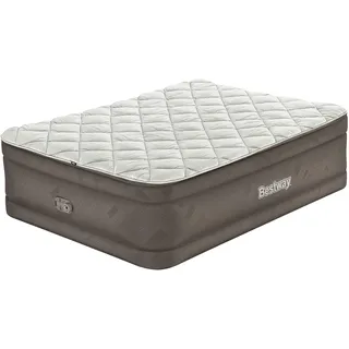 BESTWAY Luftbett Fortech mit Reißverschlussbezug | integrierter Elektropumpe Doppelbett Gästebett Braun