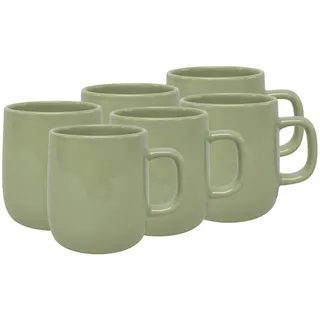 Novel Kaffeebecherset , Grün , Keramik , 6-teilig , 400 ml , Lfgb , Geschirr, Tassen, Tassen Sets