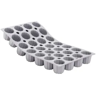 de Buyer - Form mit 28 Mini-Canelés Bordelais ELASTOMOULE aus Silikonschaum - Durchmesser 3,5 cm, 30 x 17,6 cm - 1856.01D, Grau