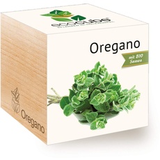Feel Green Ecocube Oregano, Bio Samen, Nachhaltige Geschenkidee (100% Eco Friendly), Grow Your Own/Anzuchtset, Pflanzen Im Holzwürfel, Made in Austria