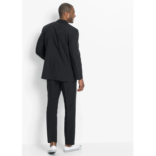 Anzug BONPRIX "Anzug (2-tlg. Set), Regular Fit", Herren, Gr. 28, U + S Gr, schwarz, Web, Obermaterial: 100% Polyester. Futter: 100% Polyester, gepflegt, unifarben, regular fit, Anzüge Anzug, Regular Fit, pflegeleichtes Material, zweiteiliges Set
