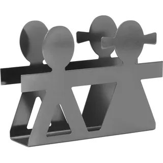 Upright Serviettenhalter Junge und Mädchen hohlen Muster Schmiedeeisen Metall vertikale Tissue Holder Desktop Storage Rack (Silber schwarz)