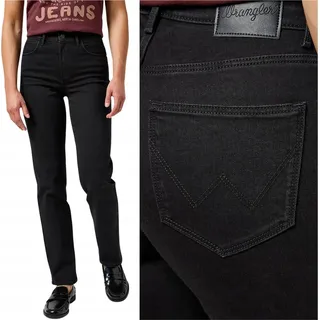Wrangler STRAIGHT Drainpipe schwarz gerade Damen Denim Hose W27 L30 - Schwarz