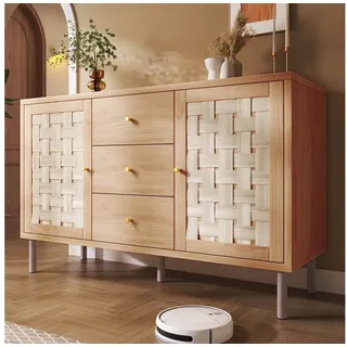 stilvora Kommode 120 x 75 x 40 cm Naturfarben / Weiß