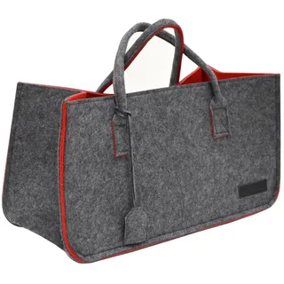 DuneDesign Bis 25kg: Shopping Bag Filz XXL - 50x25x25 Schwerlast Filztasche Groß - Kamintasche für Holz Tragetasche Kaminholz Korb - Auto Einkaufskorb Faltbar Einkaufstasche Filz Kaminholzkorb Modern