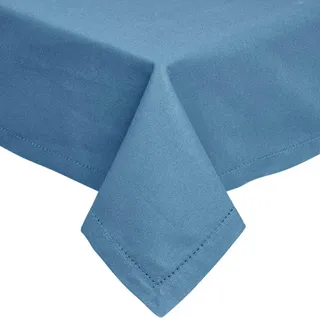 Homescapes Tischdecke blau 137/137 cm, 100% Baumwolle , Blau , Textil , Uni , Quadratisch , 137x137 cm , Oeko-Tex® , Heimtextilien, Wohntextilien, Tischwäsche, Tischdecken