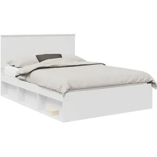 vidaXL Bettrahmen mit Kopfteil Weiß 160 x 200 cm Massives Kiefernholz - Weiß