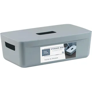 IDEA HOME FLEXISTORE Aufbewahrungsbox 5L – Stabile Organizer Box mit Deckel und Griffen – Unzerbrechlich Kunststoff – Denim Blau Behälter für Wohnung Büro