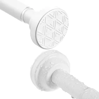 Duschvorhangstange ohne Bohren ausziehbar (100–290 cm) Gardinenstange weiß Teleskopstange aus Edelstahl, rutschfest Vorhangstange Klemmstange für Gardinen, Schränke, Badezimmer, Fenster oder Türen