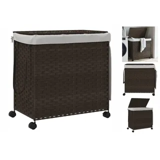 vidaXL Wäschekorb mit Rollen Dunkelbraun 60x35x60,5 cm Rattan