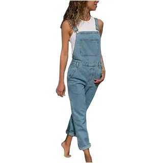 Didadihu Jeans Latzhose Damen Baggy & Loose Fit | Verstellbarer Denim Overall für Casual und Freizeit | Bequemer Jumpsuit mit Weitem Bein