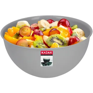 KADAX Schüssel aus Kunststoff, Salatschüssel, stapelbare Rührschüssel, Plastikschüssel, Küchenschüssel, runde Servierschüssel für Küche, Salat, Teig, spülmaschinenfest (3L, grau)