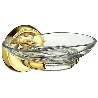 SMEDBO Holder with Glass Soap Dish, Polished Brass V242 Villa Halter mit Seifenschale aus Glas, poliertes Messing