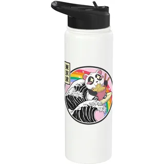 Pandabär Ramen Japanische Welle Vaporwave Anime Mädchen Kawaii Stainless Steel Insulated Water Bottle