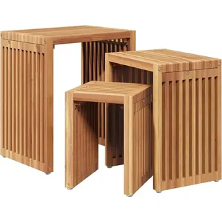 vidaXL Garten-Beistelltisch 3 stk. Braun 33 x 44,5 x 51 cm - Braun