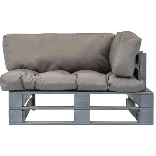 vidaXL Outdoor-Sofa Paletten mit Kissen in Grau Kiefernholz - Grau