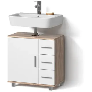 livinity Waschbeckenunterschrank Eisak 60 x 60 x 33 cm Braun/Weiß