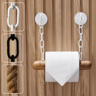 DEKAZIA® Toilettenpapierhalter Holz | Klopapierhalter ohne Bohren | Klorollenhalter für Toilettenpapier | WC Rollenhalter | Klopapier Aufbewahrung | Bad Zubehör | Toilettenrollenhalter weiß - Weiß, Braun