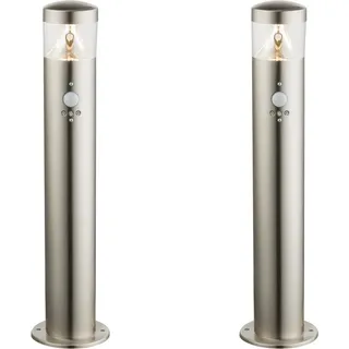 2er Set LED Außenlampe mit Bewegungsmelder, Wegeleuchte Pollerleuchte Edelstahl