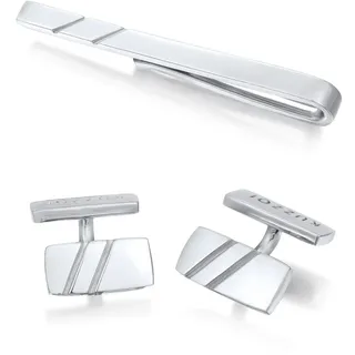 Kuzzoi Manschettenknöpfe und Krawattennadel Set "Schmuckset Manschettenknöpfe Kravattennadel 925 Silber" (), silber