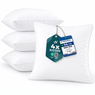 Flowen Kissen 30x30 Kopfkissen 4er Set Dekokissen für Bett und Sofa Innenkissen Hypoallergene Sofakissen Anti-Milben Weiche Zierkissen mit Kissenbezug Mikrofaser Abnehmbar und Waschmaschinenfest