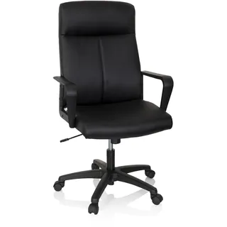hjh OFFICE 738114 Bürosessel gepolstert LISSO Kunstleder Schwarz Bürostuhl Drehstuhl ergonomisch mit Rollen, höhenverstellbar