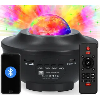 Projektor Sternenkugel LED mit Bluetooth, Fernbedienung, Timer, Helligkeit und Musik - Schwarz