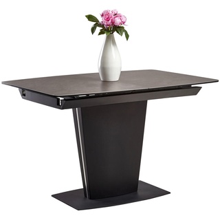 Novel Esstisch , Grau, Schwarz , Metall, Glas, Keramik, Holzwerkstoff , rechteckig , Säule , 85x76x120-160 cm , ausziehbar , Esszimmer, Esstische, Esstische Keramik