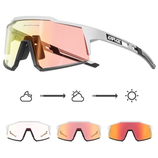 KAPVOE Photochromatische Selbsttönend Fahrradbrille TR90 Rahmen für Herren Damen Klar Sportsonnenbrille Sport Radfahren MTB Radbrille Sportbrille Fahren Baseball Laufen Rot Weiß 10