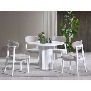 Lakonischer Designertisch in runder Form mit geriffeltem Untergestell