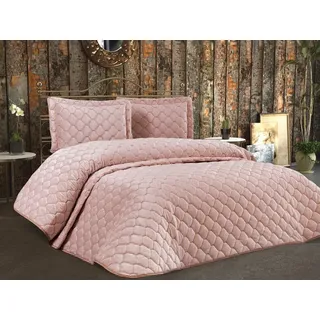 L'Essentiel Linge de Maison, Lima - Powder, Doppelbett-Tagesdecken-Set, Pulver, 100 % SAMT, 260 x 250 cm - Beige