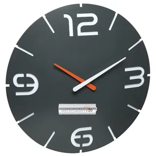 TFA Dostmann 60.3536 Contour Design Funk-Wanduhr (anthrazit Weiss mit Batterie)