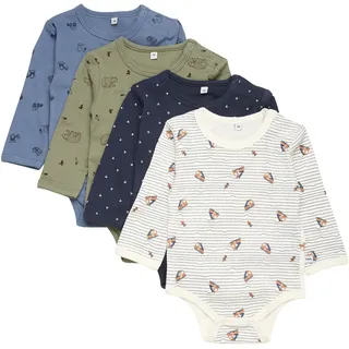 PIPPI Unisex Baby Body LS AO-Printed (4-Pack) Underwear, Deep Lichen Green, 92